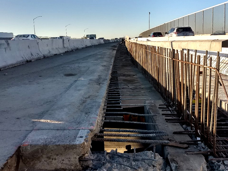 Visible rebar in cement on the 710 widening project