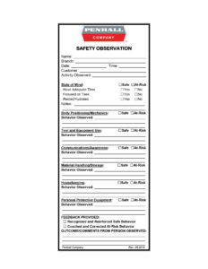 Behavior Observation Card Front