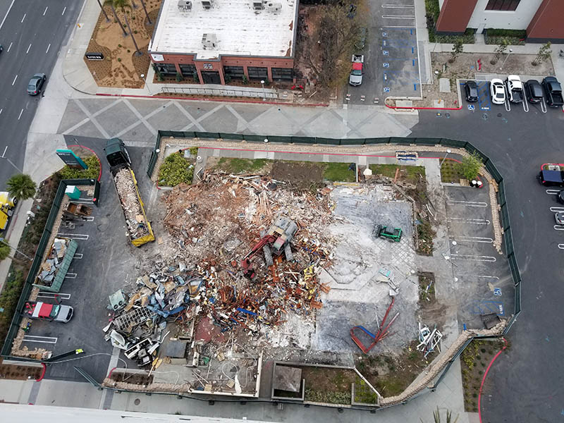 Aerial photo of demolition
