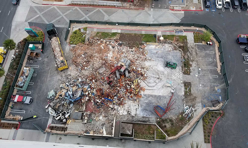 Aerial photo of demolition