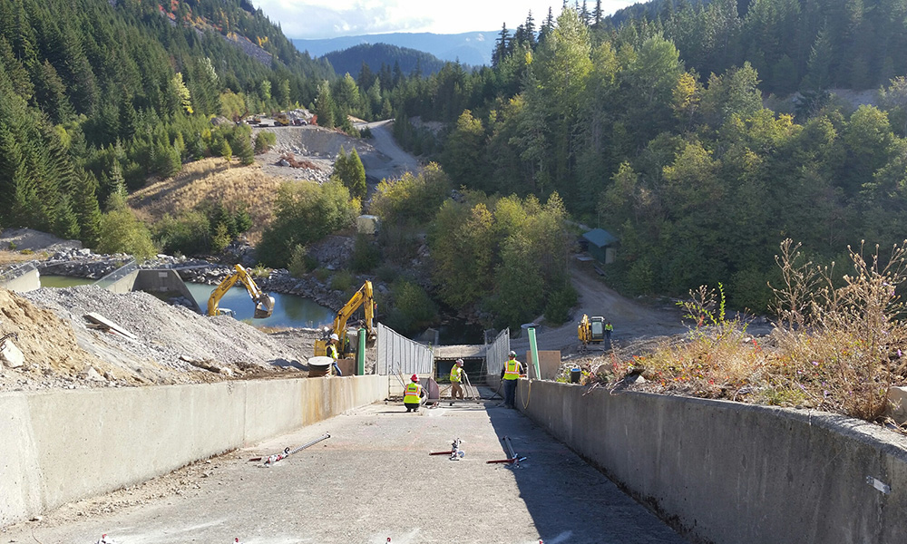 A view from the top of the Lawrence Lake Spillway