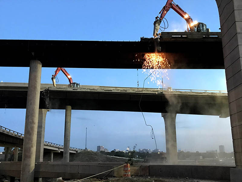 Penhall employees during bridge removal on the 288 and I-610 Interchange