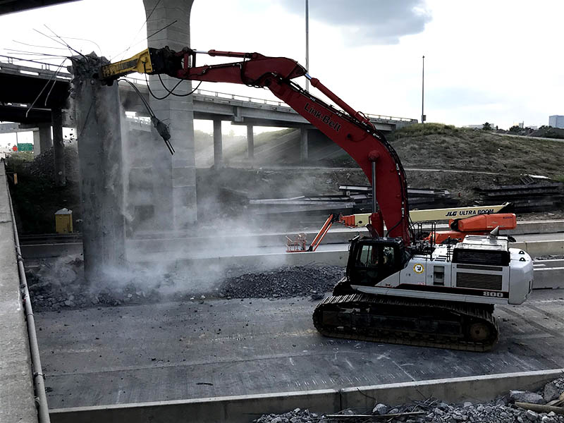 Penhall employees during bridge removal on the 288 and I-610 Interchange