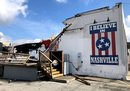 Nashville Building damaed after storm and tornados
